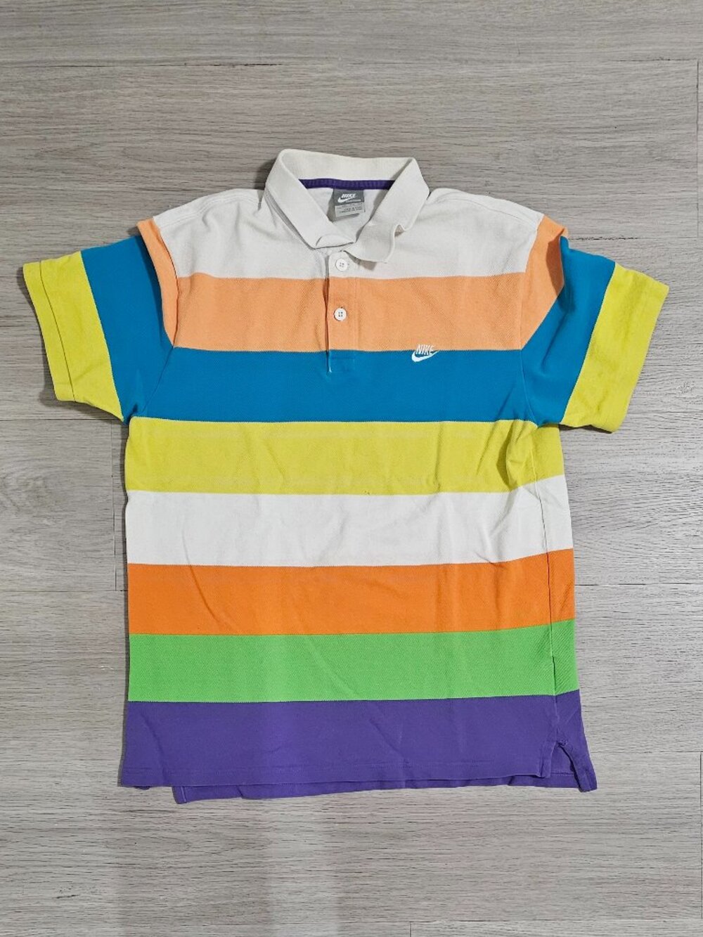 Vintage 2000s Nike Sportswear Multi Color Block Stripe Polo Shirt XXL